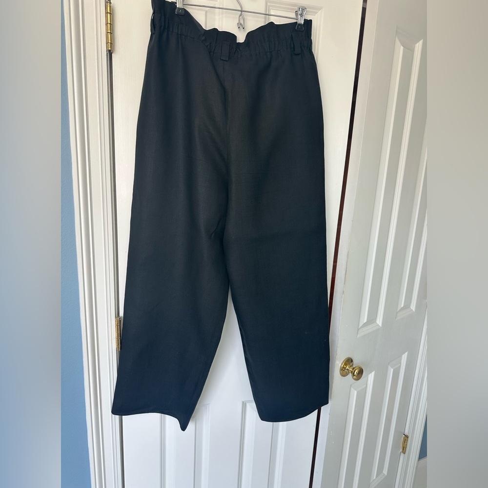 Vintage Liz Claiborne  Black Wide-Leg Linen Pants - Picture 4 of 6